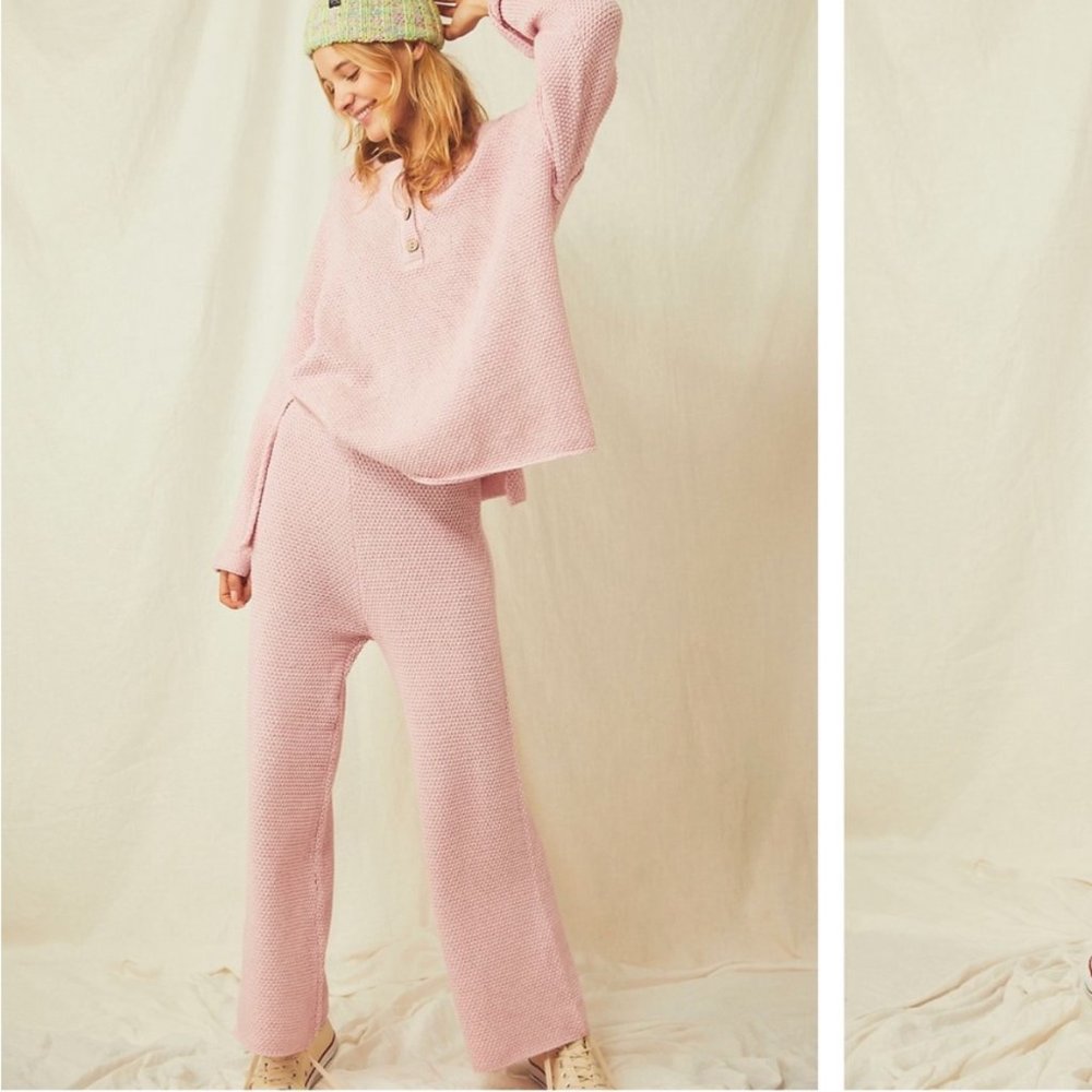 Free People Hailee Sweater Set L - Dreamy Pink